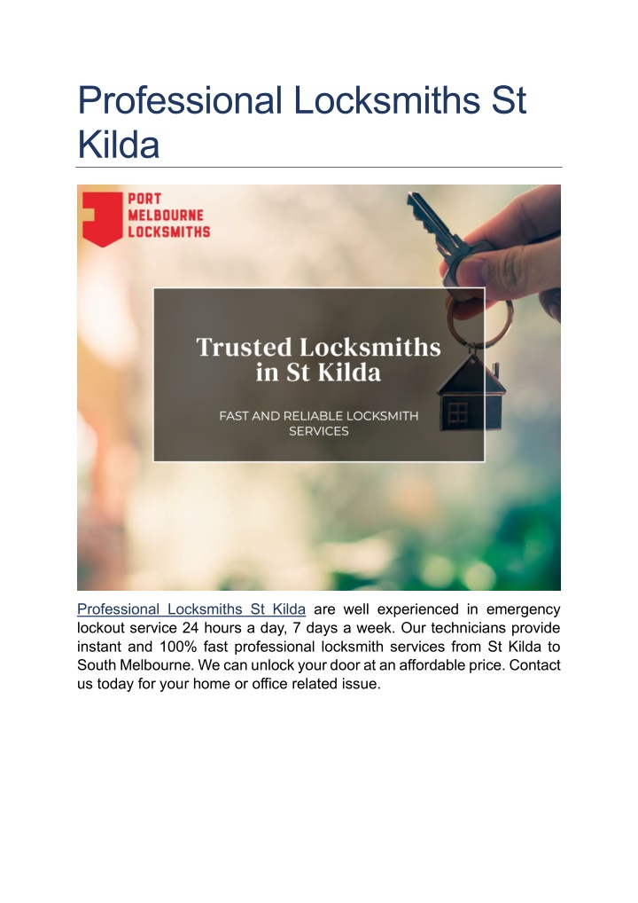 professional locksmiths st kilda
