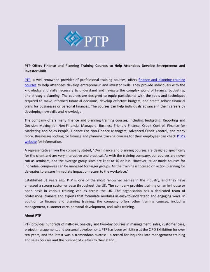 Ptp Finance