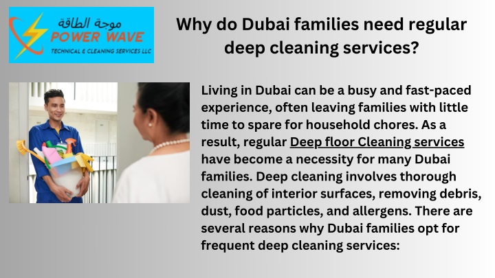 why do dubai families need regular deep cleaning