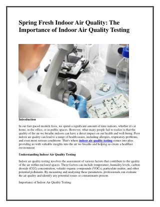 Spring Fresh Indoor Air Quality The Importance of Indoor Air Quality Testing