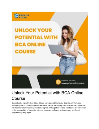Unlock Your Potential with BCA Online Course