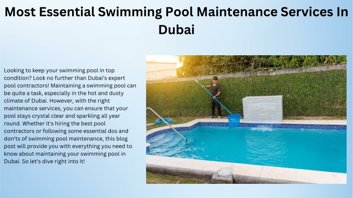 most essential swimming pool maintenance services