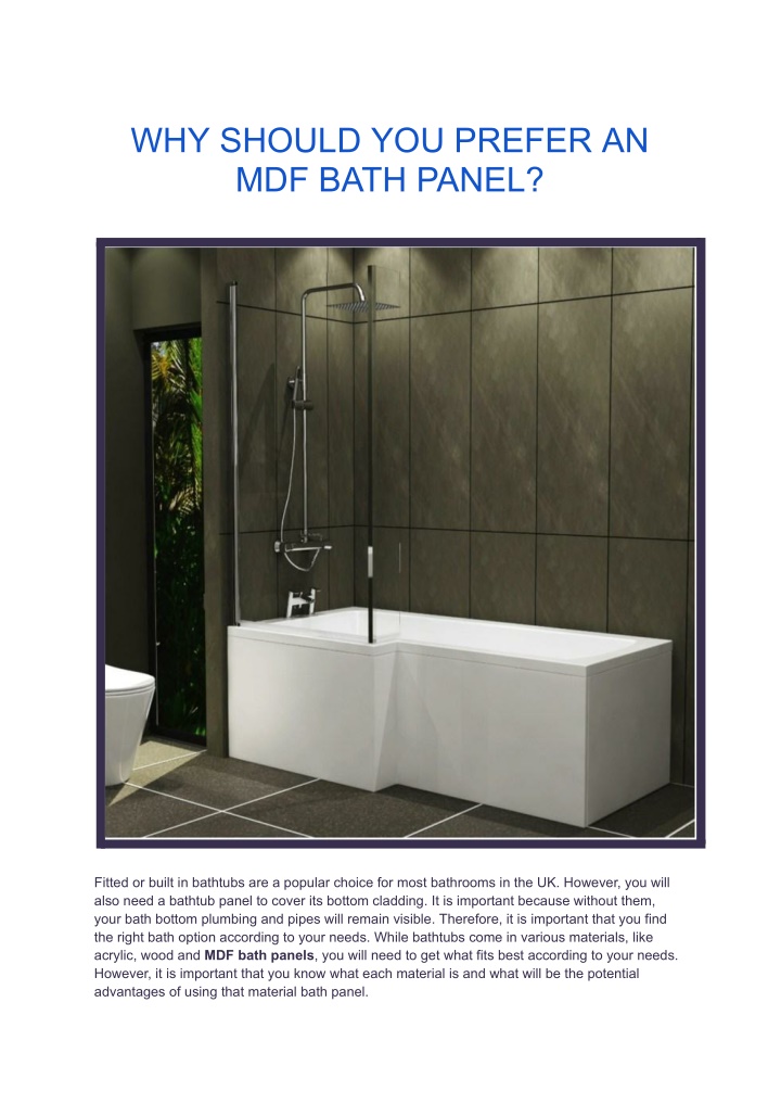 why should you prefer an mdf bath panel