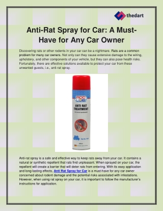 Anti Rat Spray for Car