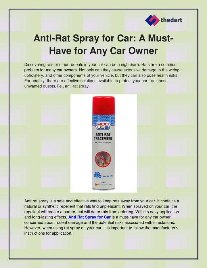 anti rat spray for car a must have