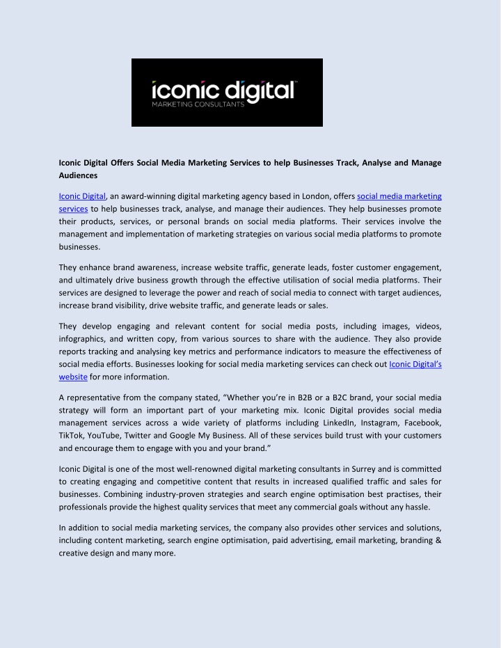 iconic digital offers social media marketing