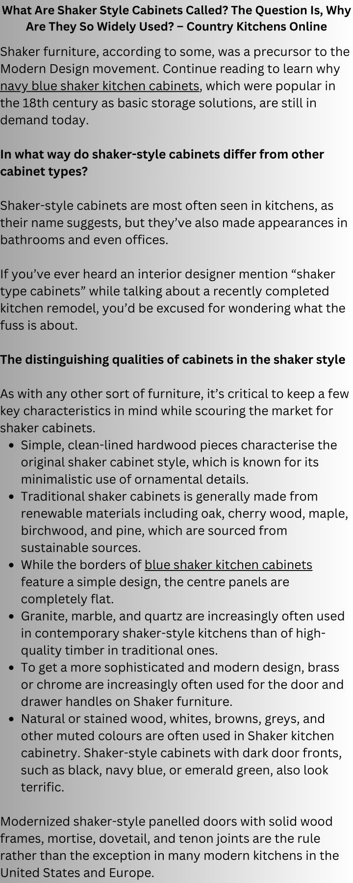 what are shaker style cabinets called