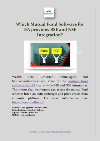 Which Mutual Fund Software for IFA provides BSE and NSE Integration