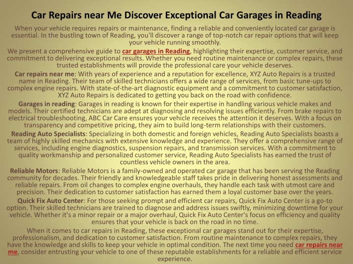 car repairs near me discover exceptional car garages in reading