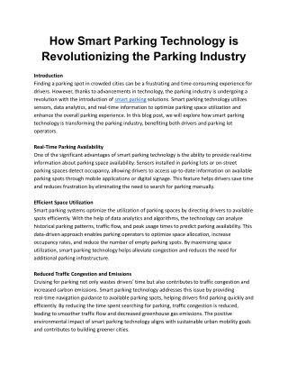 How Smart Parking Technology is Revolutionizing the Parking Industry