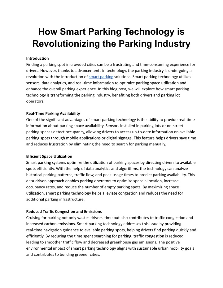 how smart parking technology is revolutionizing