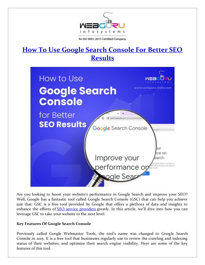 how to use google search console for better