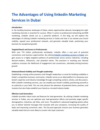 the advantages of using linkedin marketing