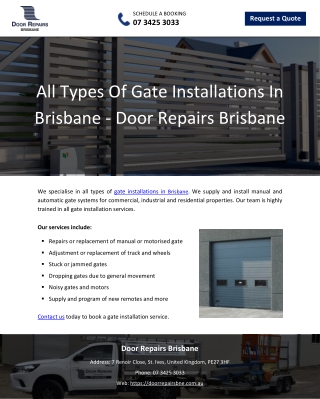 All Types Of Gate Installations In Brisbane - Door Repairs Brisbane