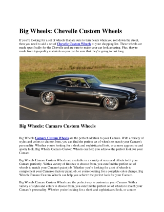 Big Wheels: Chevelle Custom Wheels