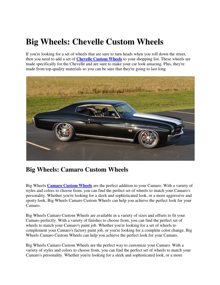 big wheels chevelle custom wheels