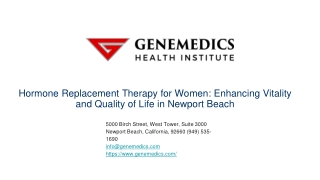 Hormone Replacement Therapy for Women: Enhancing Vitality and Quality of Life in