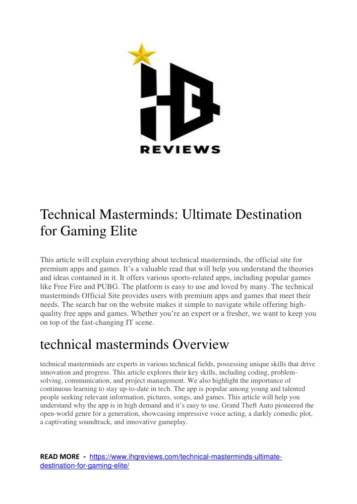 technical masterminds ultimate destination