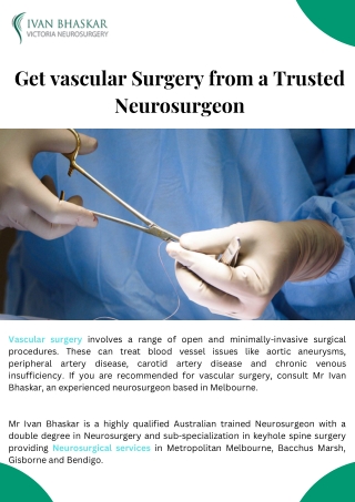 Get vascular Surgery from a Trusted Neurosurgeon