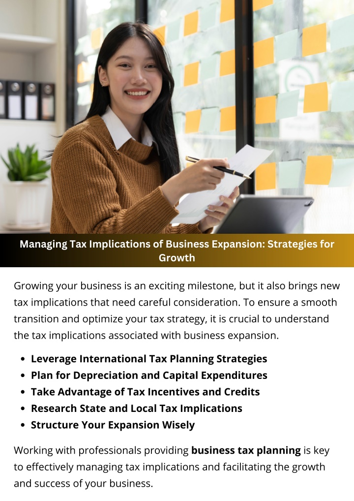 managing tax implications of business expansion