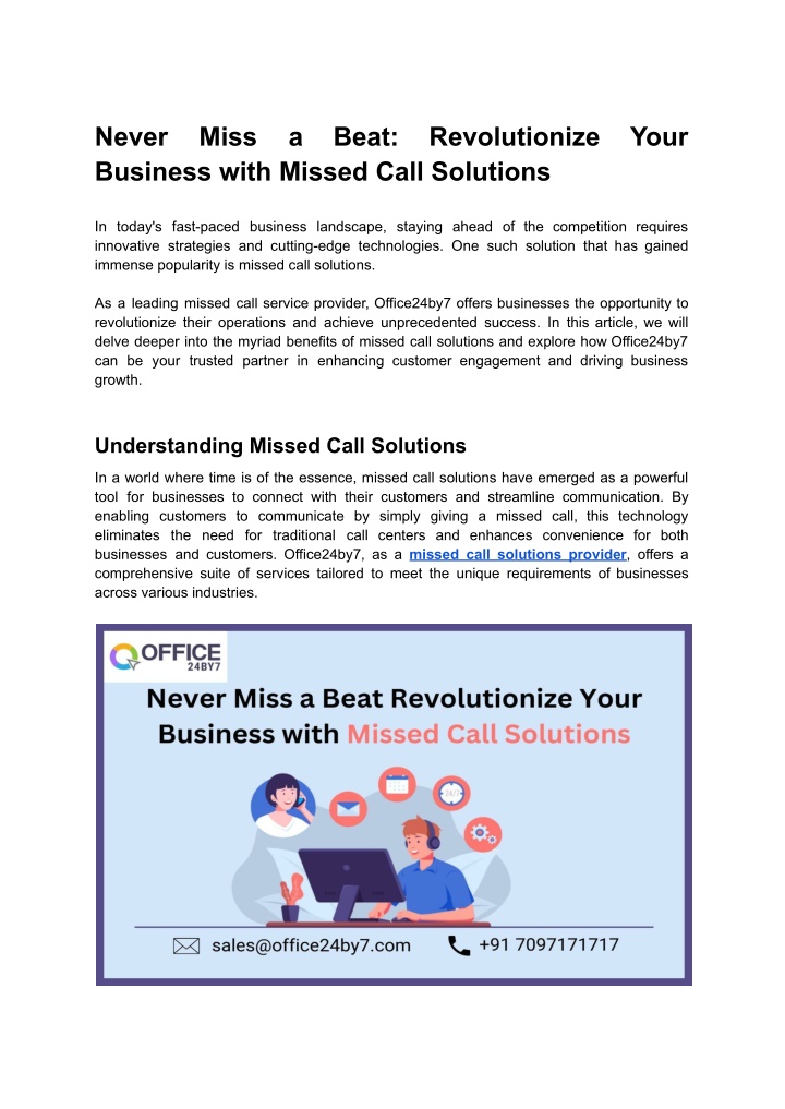 never business with missed call solutions