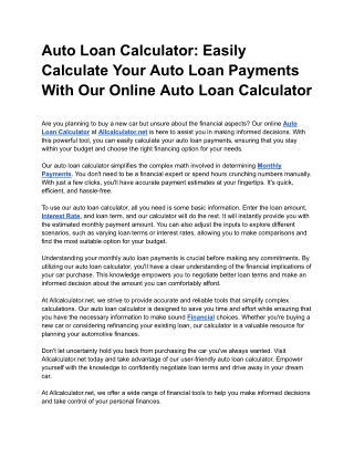 auto loan calculator easily calculate your auto