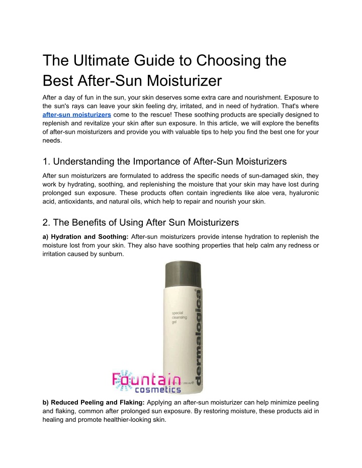 PPT - The Ultimate Guide to Choosing the Best After-Sun Moisturizer PowerPoint Presentation - ID 