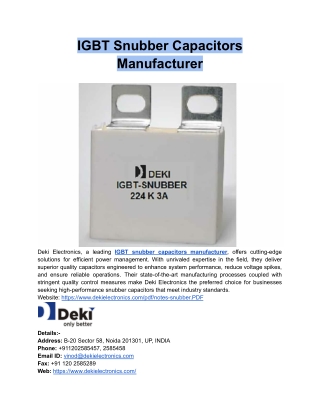 Top IGBT Snubber Capacitors Manufacturer