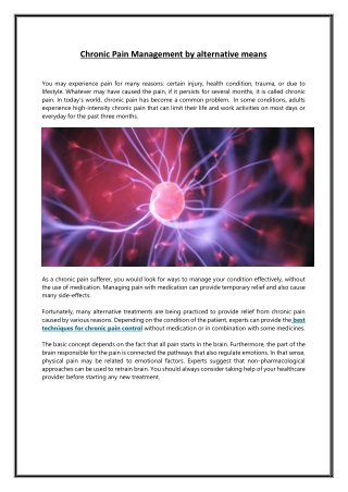 chronic pain management by alternative means
