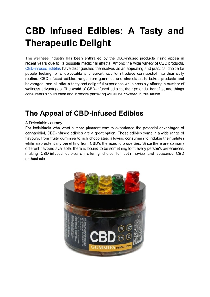 cbd infused edibles a tasty and therapeutic
