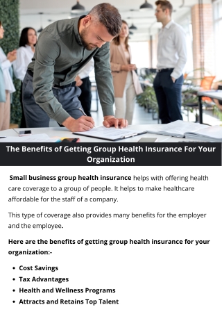 the benefits of getting group health insurance