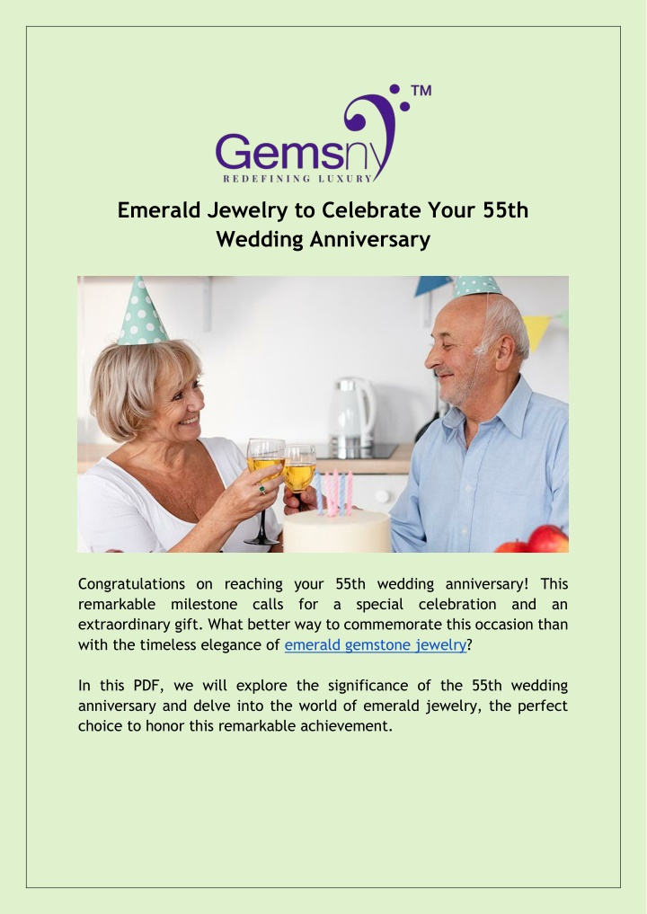 emerald jewelry to celebrate your 55th wedding