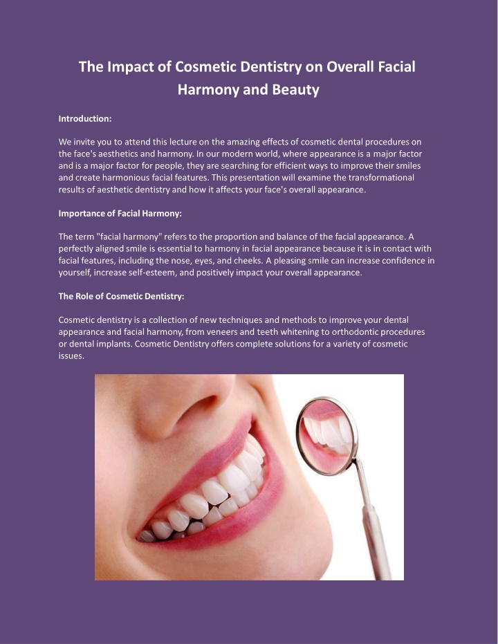 the impact of cosmetic dentistry on overall