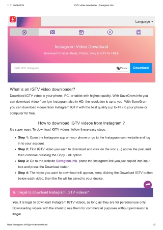 IGTV video downloader - Savegram.Info