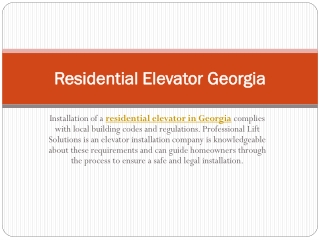 Residential Elevator Georgia