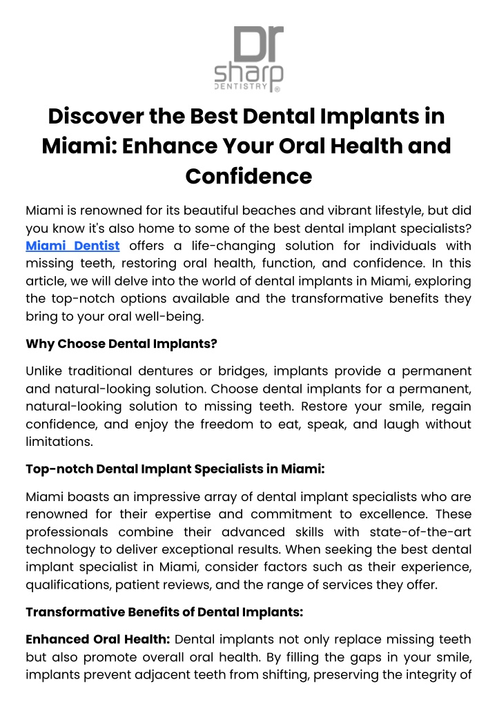 discover the best dental implants in miami