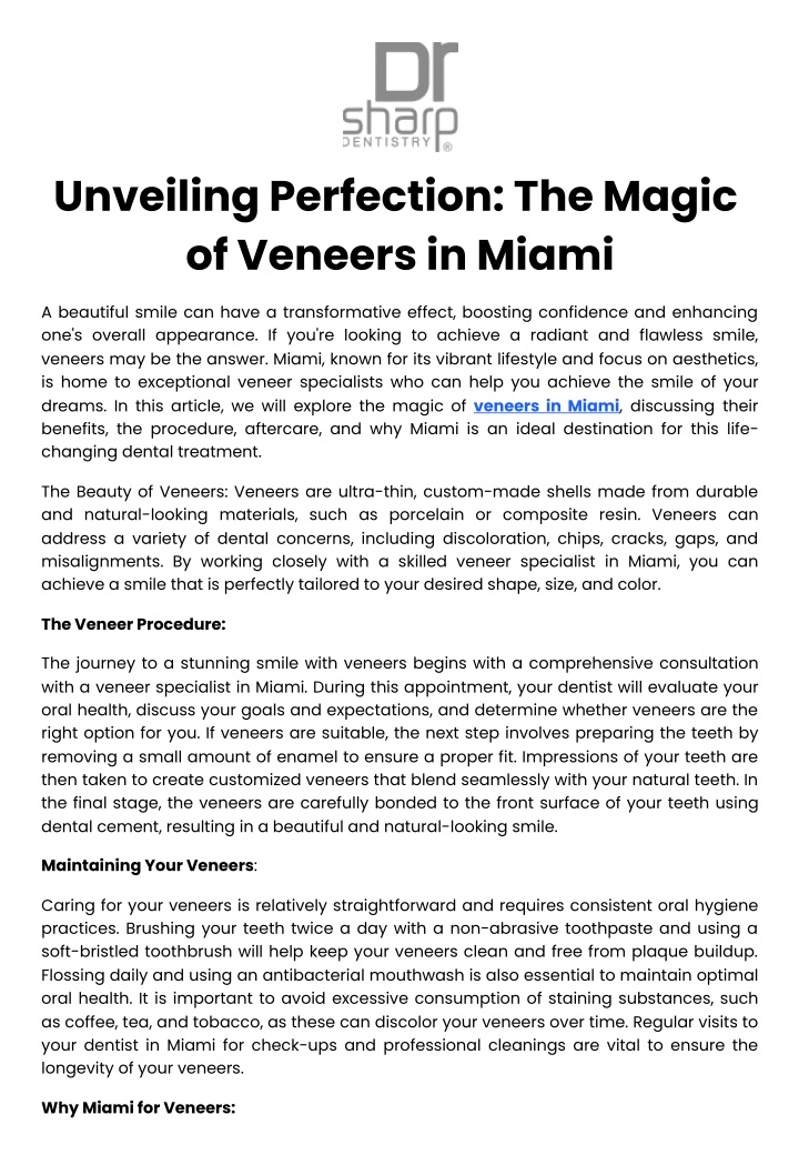 unveiling perfection the magic of veneers in miami