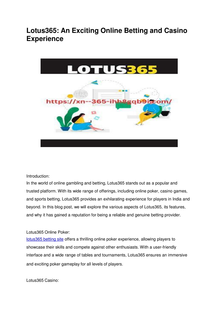 lotus365 an exciting online betting and casino