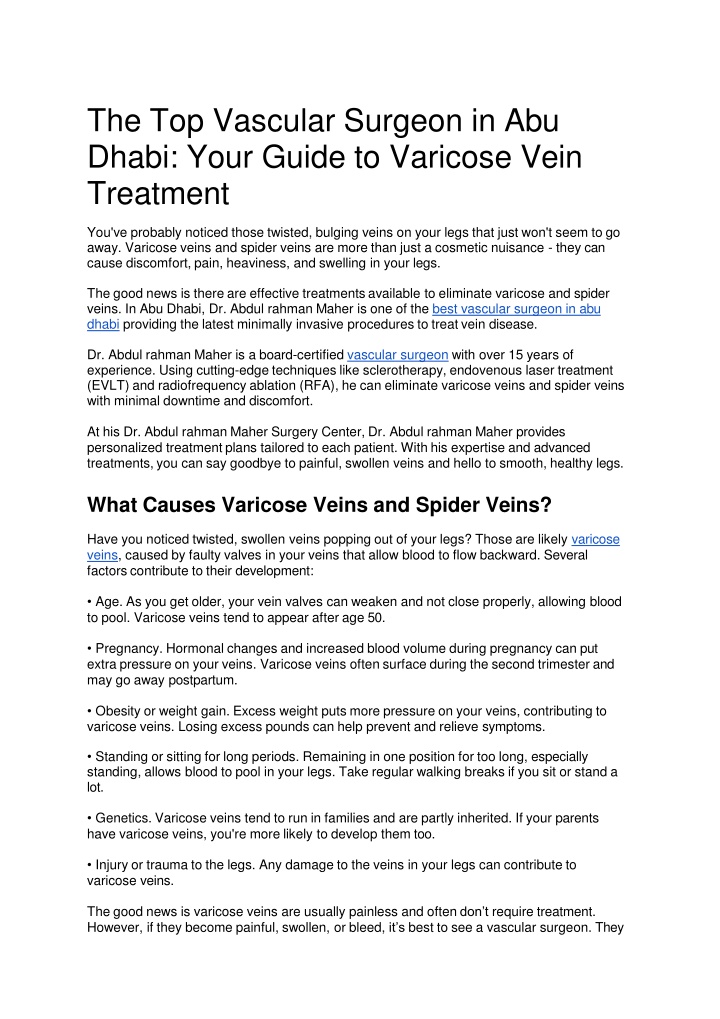 the top vascular surgeon in abu dhabi your guide to varicose vein treatment