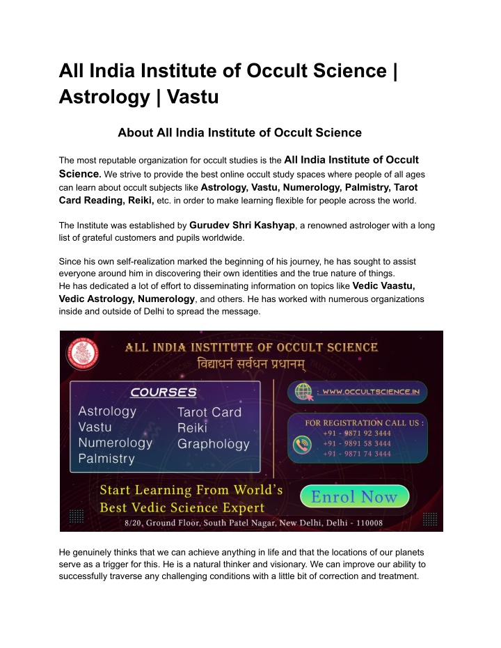 all india institute of occult science astrology