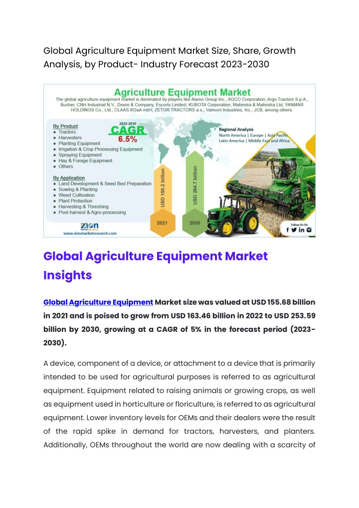 global agriculture equipment market size share
