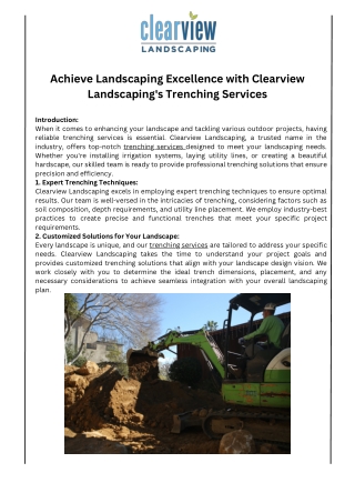 Achieve Landscaping Excellence with Clearview Landscaping's Trenching Services
