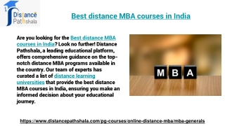 Best distance MBA courses in India
