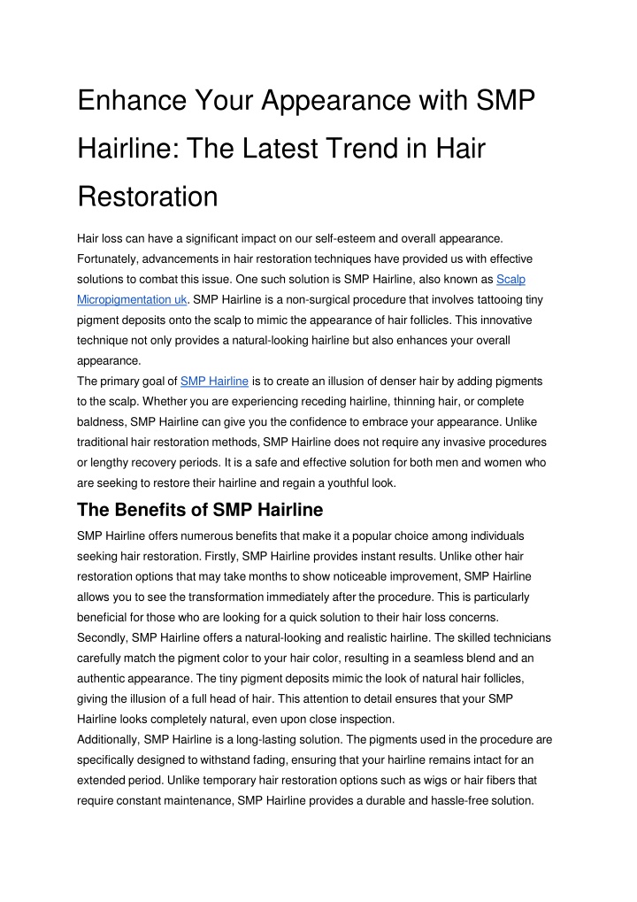 enhance your appearance with smp hairline the latest trend in hair restoration