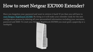 How to reset Netgear EX7000 Extender?