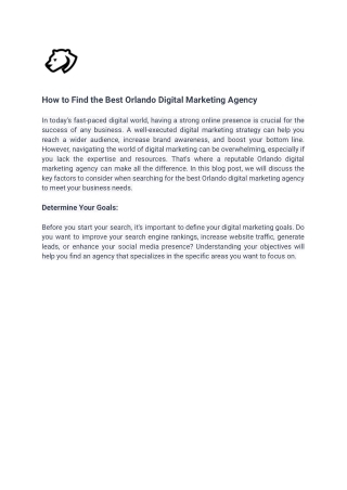How to Find the Best Orlando Digital Marketing Agency