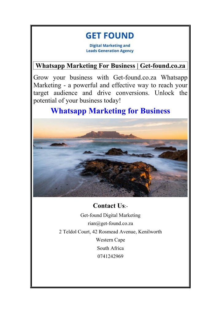 whatsapp marketing for business get found co za