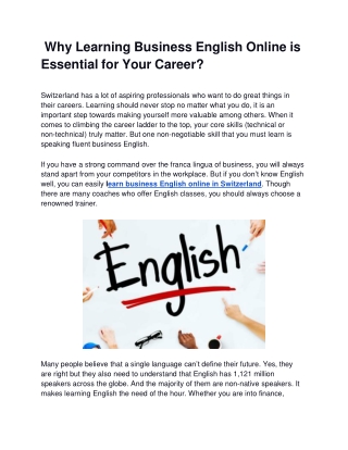 Why Learning Business English Online is Essential for Your Career?