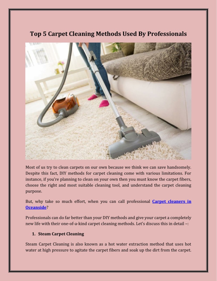 top 5 carpet cleaning methods used