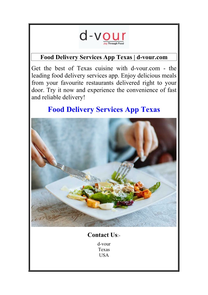 food delivery services app texas d vour com